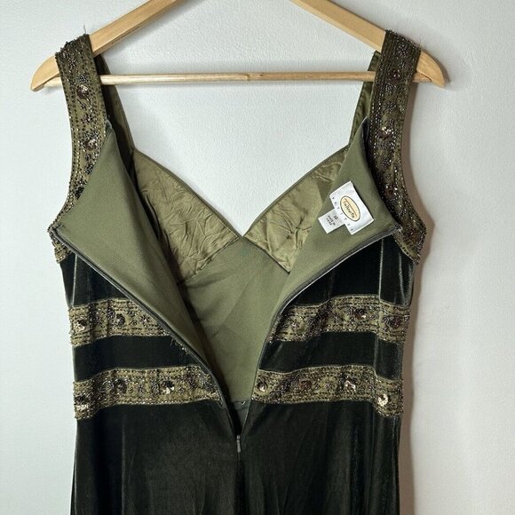 Vtg Talbots 90s Y2K Silk Velvet Beaded Maxi Dress Fairy Whimsigoth Prom 10 - Picture 8 of 11